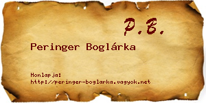Peringer Boglárka névjegykártya