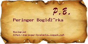 Peringer Boglárka névjegykártya